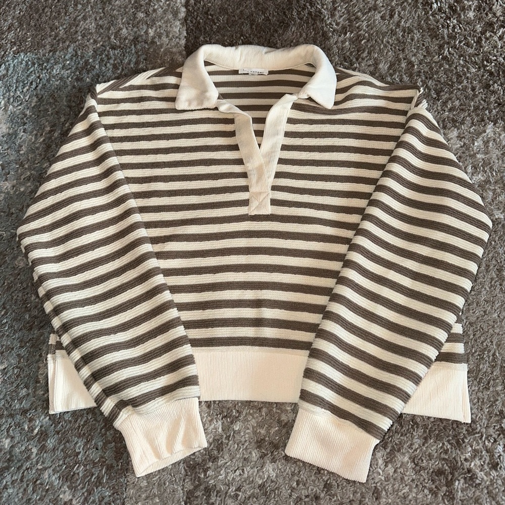 Striped Cream and Brown Long Sleeve